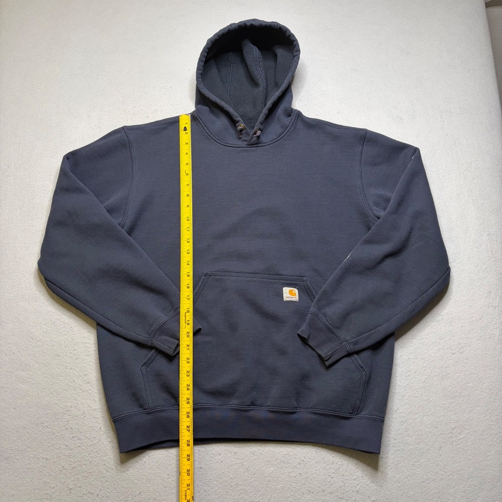 Carhartt Hoodie Mens Large Dark Blue Original Fit Logo Sleeve Graphic Y2K K121 - Picture 7 of 8